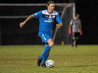 GOOD RESULT: South West Queensland Thunder player Nicholas Edwards finds open space in his side's NPL game against Redlands United. Edwards scored in the Thunder's 3-0 win. Picture: DSL Photography