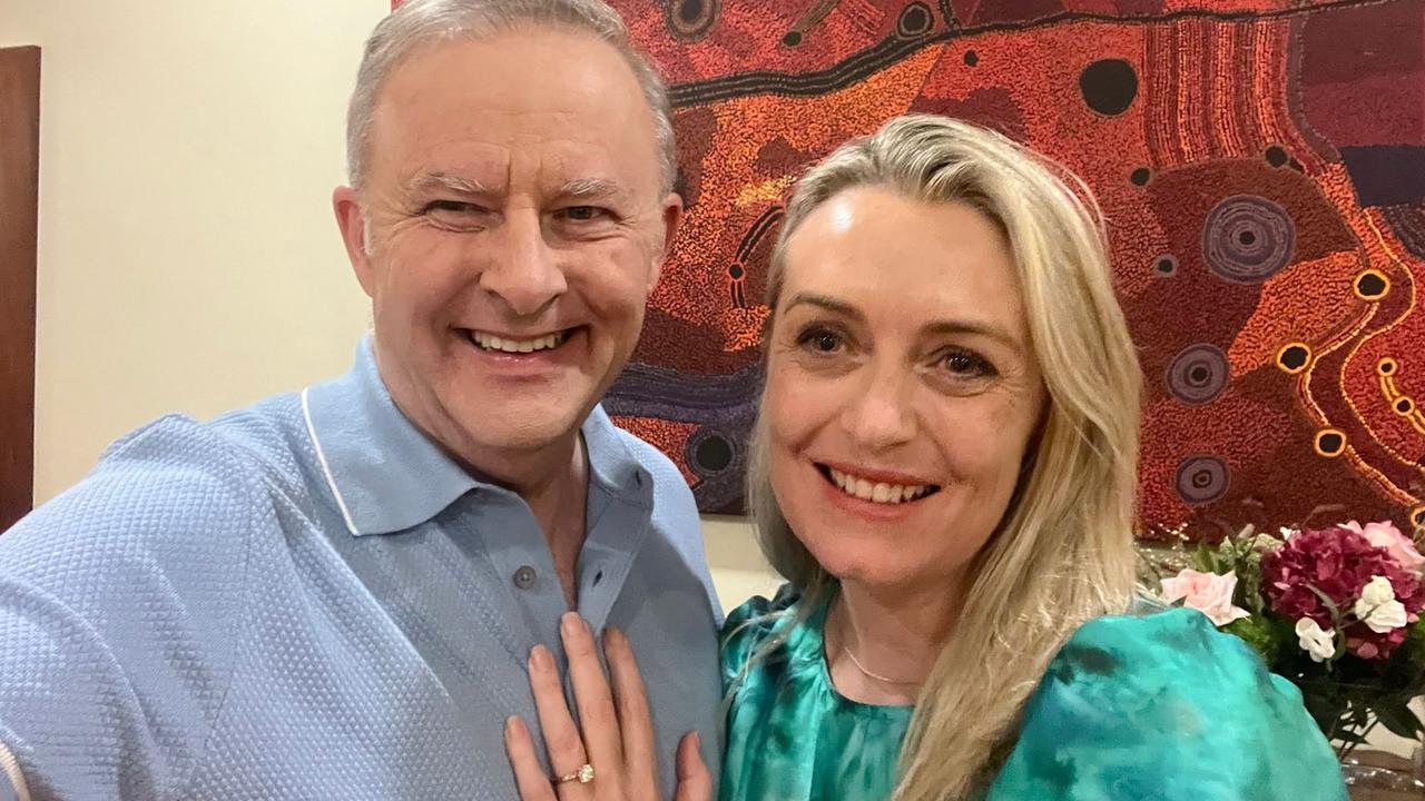 Mr Albanese posted a selfie with Ms Haydon in February after proposing at an Italian restaurant on Valentine’s Day. Picture: Supplied