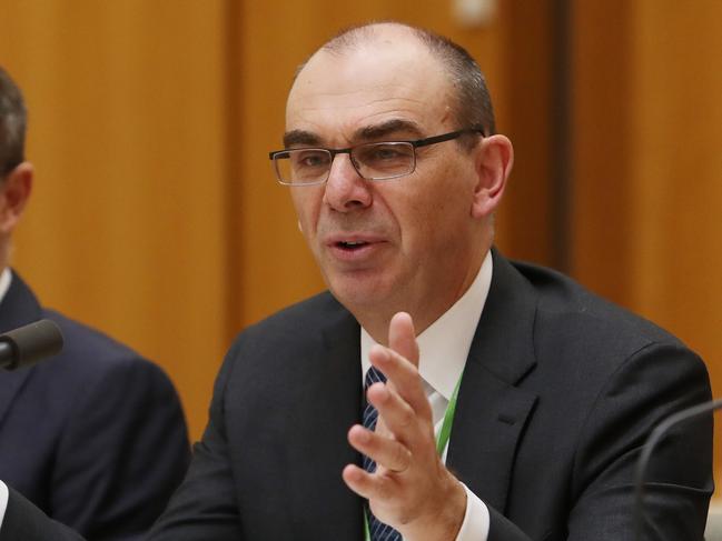 Australian Prudential Regulation Authority (APRA) chairman Wayne Byres at the House Economics Committee hearing at Parliament House in Canberra