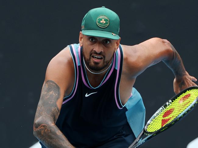 MELBOURNE, JANUARY 12, 2025: 2025 Australian Open Tennis, Day One. Nick Kyrgios trains. Picture: Mark Stewart