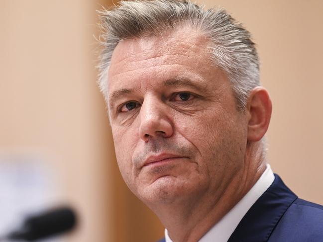 CANBERRA, AUSTRALIA, NewsWire Photos. FEBRUARY 23, 2024: Seven West Media CEO, James Warburton appears before a Public Hearing of The Communications Legislation Amendment (Prominence and Anti-siphoning) Bill at Parliament House in Canberra. Picture: NCA NewsWire / Martin Ollman