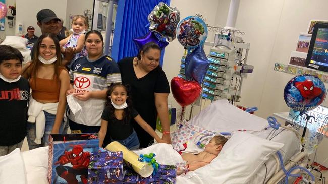 Akel Fuller-Chapman with his family. The young boy spent a significant amount of his life in hospital recovering from surgeries.