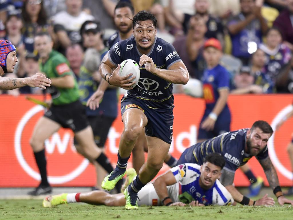 North Queensland youngster Jeremiah Nanai has emerged as a bolter for State of Origin selection for Queensland this season. Credit: NRL Images.