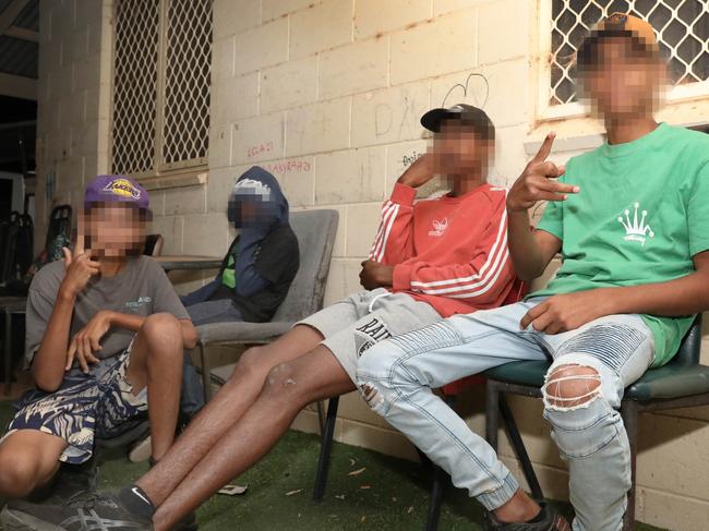 (LtoR)  Mackiel Dodd,11, Elton Buzzacott,11, Eddie Hannes,16, and Jye Jye Brady,13. There has been a spike in youth crime in Port Augusta. Young kids apparently roaming the streets, sometimes until the early hours of the morning. 1 March 2023. Picture Dean Martin