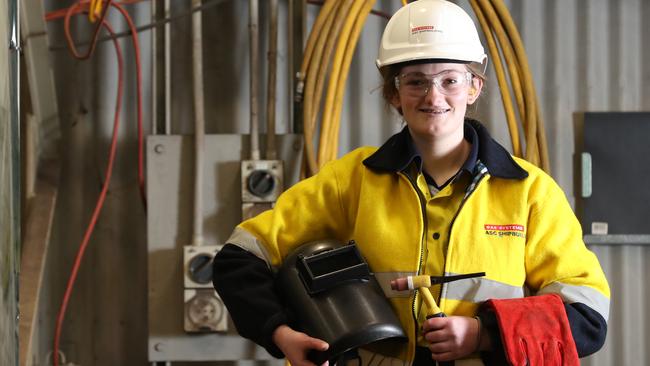 Isabella Veritay-Richards is a boilermaker apprentice in the naval shipbuilding industry. Picture: Tait Schmaal