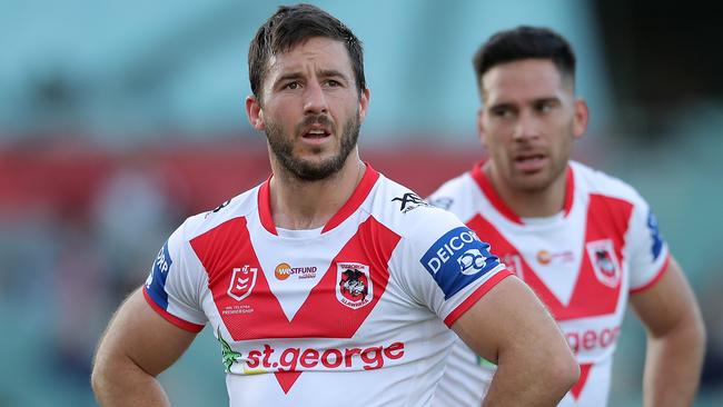 WOLLONGONG, AUSTRALIA - SEPTEMBER 12:  Ben Hunt of the Dragons reacts after losing the round 18 NRL match between the St George Illawarra Dragons and the Canberra Raiders at WIN Stadium on September 12, 2020 in Wollongong, Australia. (Photo by Matt King/Getty Images)