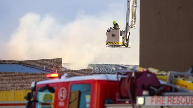 Nearly 50 firefights were called to the vicious factory fire at Bunnett St, Sunshine North on Friday 23 January about 4am. Picture: Brendan Beckett