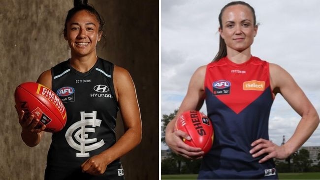 Darcy Vescio and Daisy Pearce are on opposite sides of the AFLW dispute.