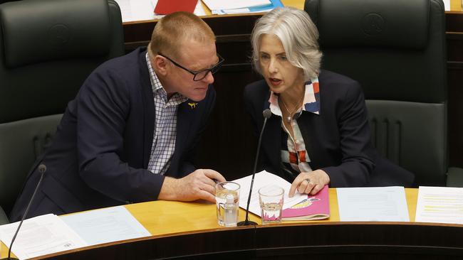 Greens deputy leader Vica Bayley and Greens leader Doctor Rosalie Woodruff. Tasmanian house of assembly question time. Picture: Nikki Davis-Jones