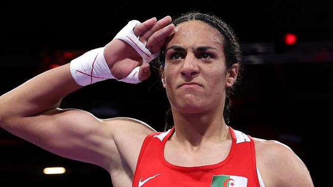 *** BESTPIX *** PARIS, FRANCE - AUGUST 03: Imane Khelif of Team Algeria celebrates victory against Anna Luca Hamori of Team Hungary after the Women's 66kg Quarter-final round match on day eight of the Olympic Games Paris 2024 at North Paris Arena on August 03, 2024 in Paris, France. (Photo by Richard Pelham/Getty Images)