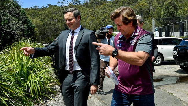 Manly chairman Scott Penn and coach Des Hasler.