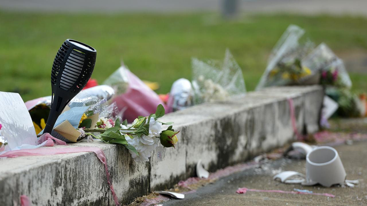 A roadside memorial for four teenagers who died in a car accident last week has suffered extensive damage overnight. PICTURE: MATT TAYLOR.