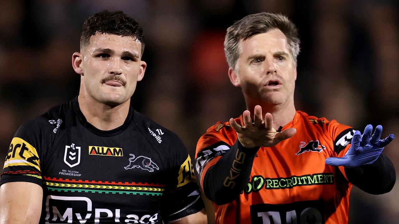 PENRITH, AUSTRALIA – AUGUST 15: Nathan Cleary of the Panthers leaves the field during the round 24 NRL match between Penrith Panthers and Melbourne Storm at BlueBet Stadium, on August 15, 2024, in Penrith, Australia. (Photo by Brendon Thorne/Getty Images)