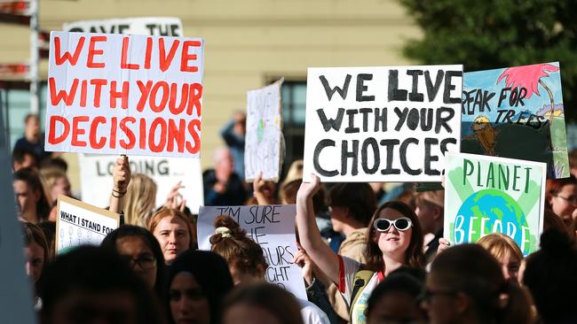 Students at a similar climate strike in New Zealand. Picture: Getty