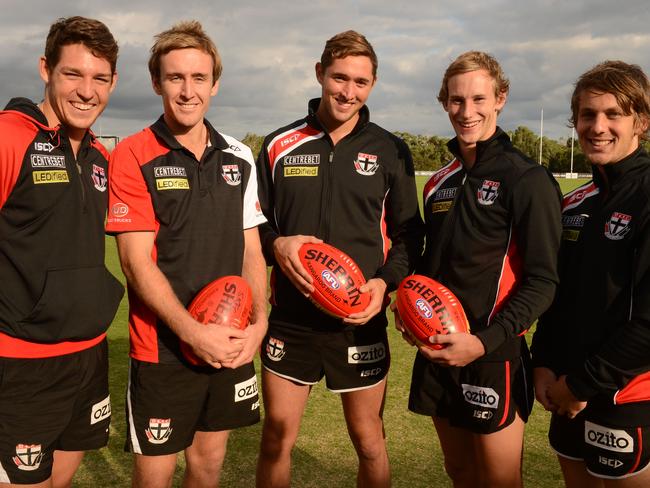 Young Saints: (L-R Arryn Spiros, Sam Dunell, Spencer White, Jimmy Webster and Josh Saunders in 2013.