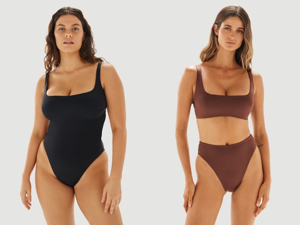 Form and Fold The Square Underwire  D-G One Piece and The Crop Underwire D-G Top. Picture: THE ICONIC.