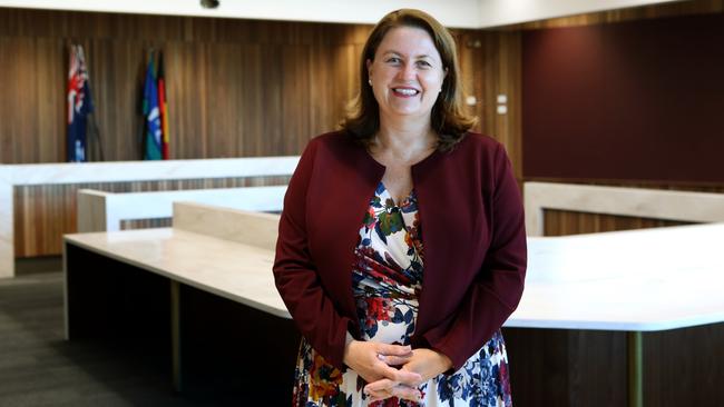 Ipswich Mayor Teresa Harding inside Ipswich City Council's new council chambers.