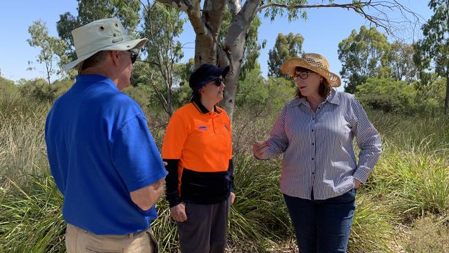 Werribee Riverkeeper John Forrester and Werribee River Association project officer Dr Teresa Mackintosh chat with Lalor federal Labor MP Joanne Ryan.