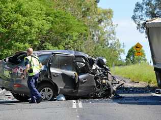 A horror fatal crash involving a car and truck. The crash occurred on the Mary Valley Road south of Mary Valley Link Road, Gympie. Photo Patrick Woods / Gympie Times. Picture: Patrick Woods