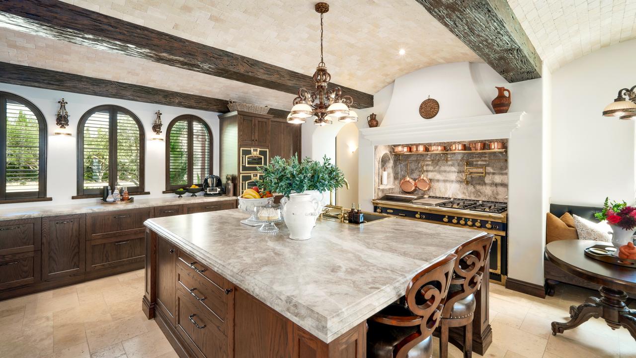 The expansive kitchen fitted with an Officine Gullo stove and Gaggenau fridges.