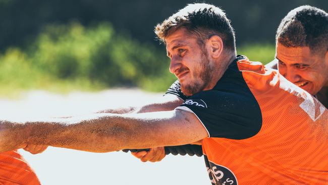 Former Sydney Rooster Paul Momirovski training for his new club Wests Tigers. Picture: Dan Talintyre.