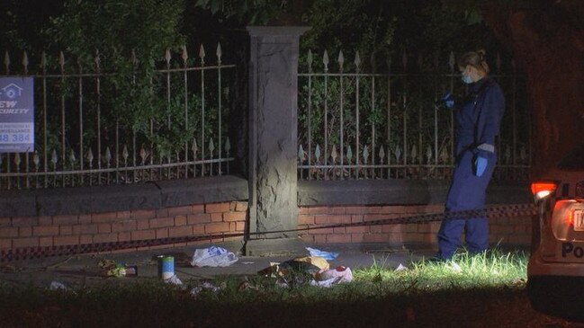 A woman is fighting for life after she was stabbed while walking along Dandenong Rd in St Kilda East. Picture: Nine