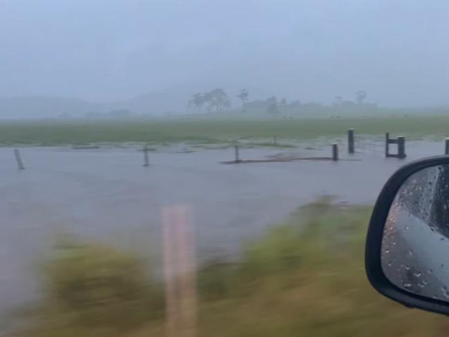 Facebook user Ashleigh Brooke Grendon shared this photo of flooding at the Sarina Showgrounds in the Mackay region, January 12, 2023.