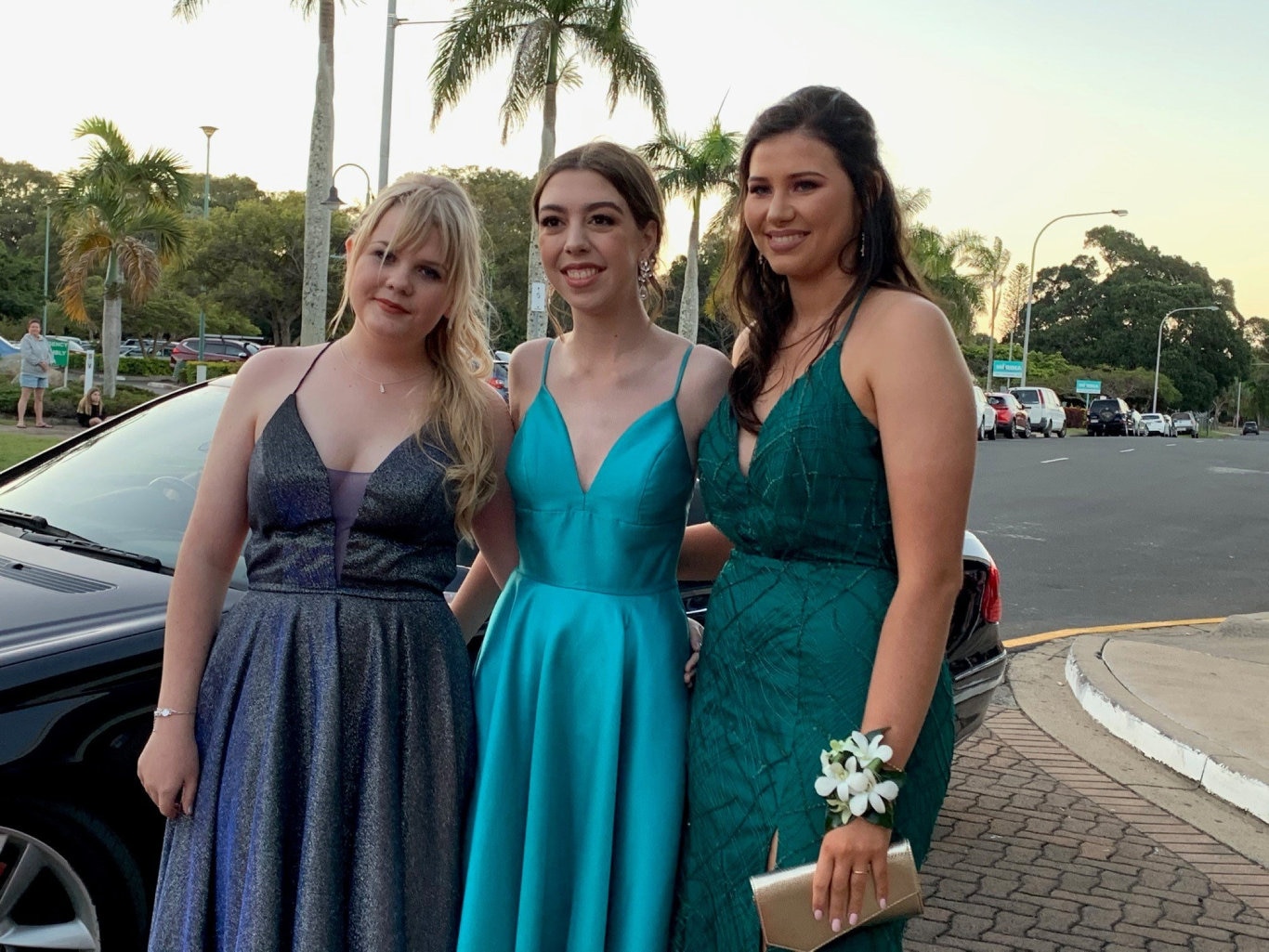 Grace Buckley, Georgia McTaggart and Maya Mackay looking gorgeous at the Fraser Coast Anglican College formal.