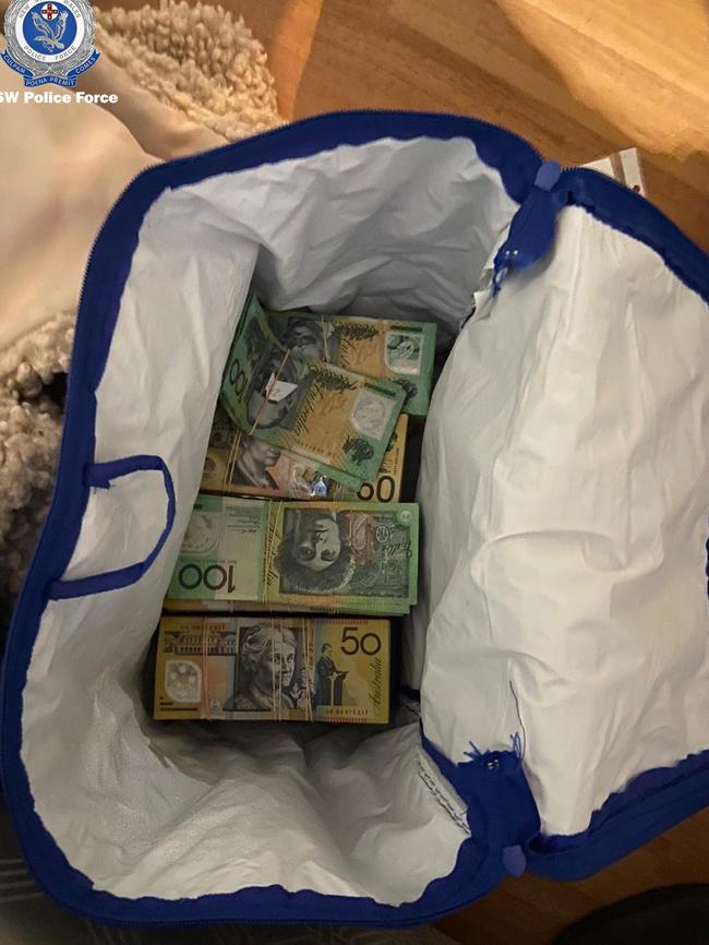 Bags of cash were also found. Picture: NSW Police