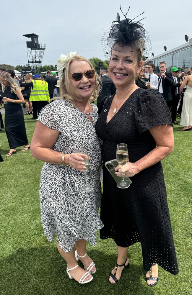 Sarah and Allison Carlon at Flemington for Derby Day on November 2, 2024. Picture: Phillippa Butt