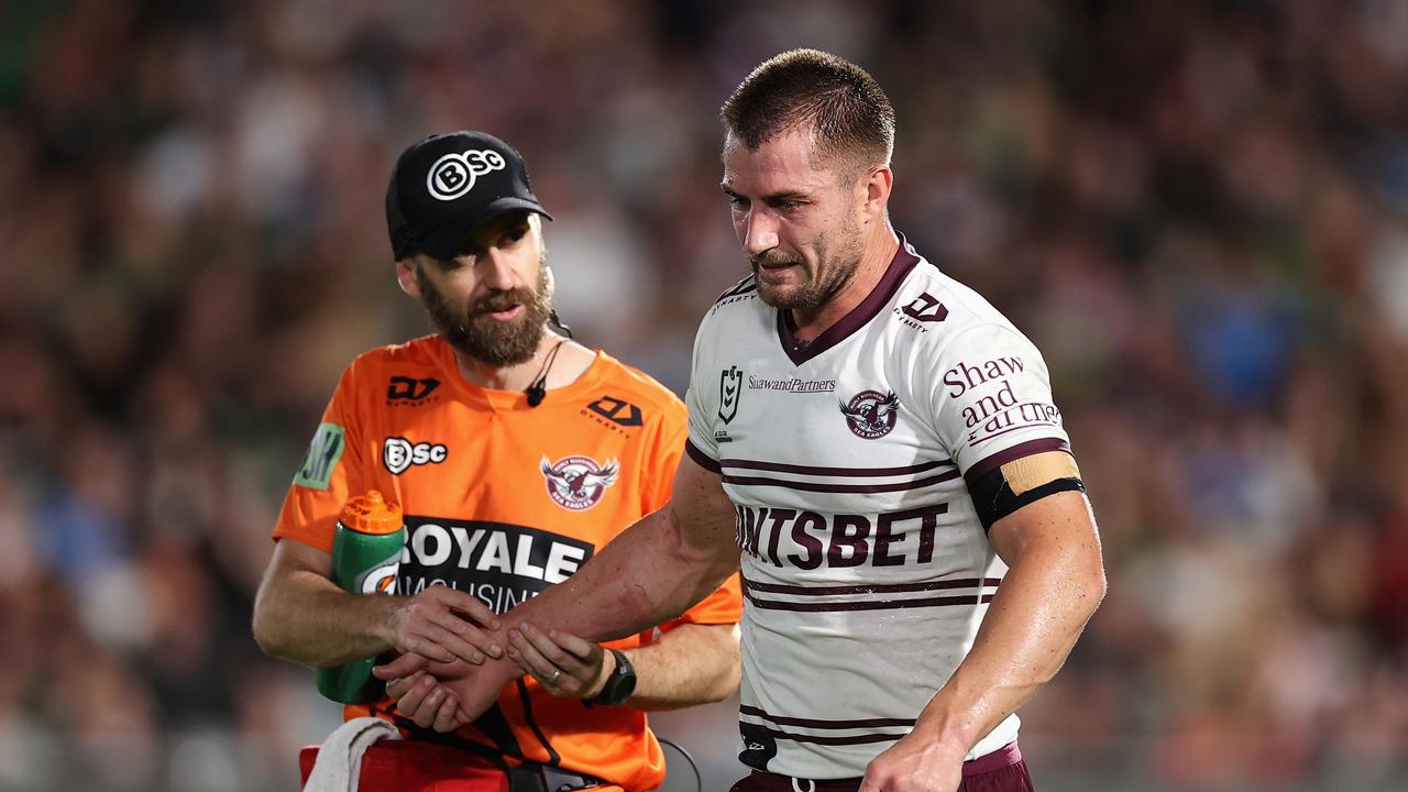 Kieran Foran was a standout for the Sea Eagles, as they fought on bravely after the controversial send-off. Picture: Getty Images.