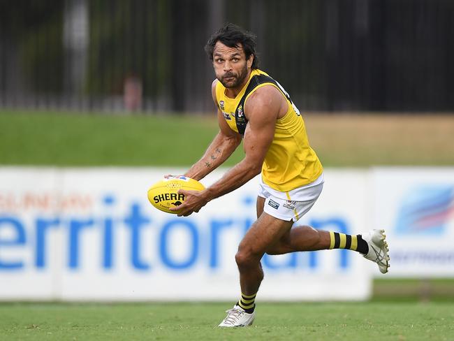 Shaun Wilson was on fire for Nightcliff against Wanderers. Picture Felicity Elliott AFLNT