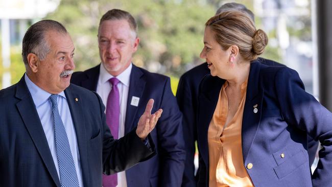 Brisbane organising committee president Andrew Liveris and Annastacia Palaszczuk on the Gold Coast on Friday. Picture: NewsWire / Sarah Marshall