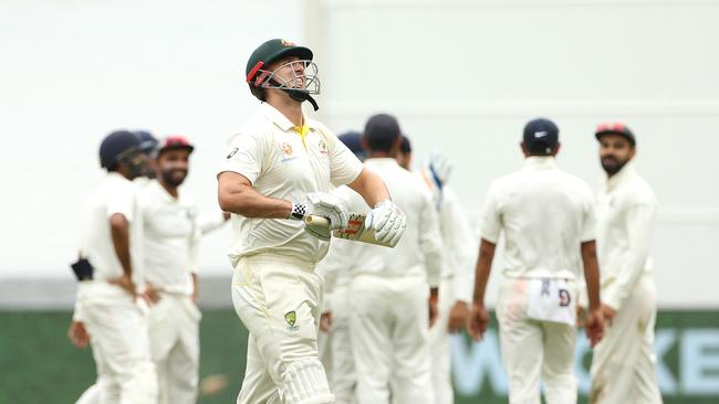 Mitchell Marsh of Australia leaves the field after being dismissed on day four of the Boxing Day Test match between Australia and India at the MCG in Melbourne, Saturday, December 29, 2018. (AAP Image/Hamish Blair) NO ARCHIVING, EDITORIAL USE ONLY, IMAGES TO BE USED FOR NEWS REPORTING PURPOSES ONLY, NO COMMERCIAL USE WHATSOEVER, NO USE IN BOOKS WITHOUT PRIOR WRITTEN CONSENT FROM AAP