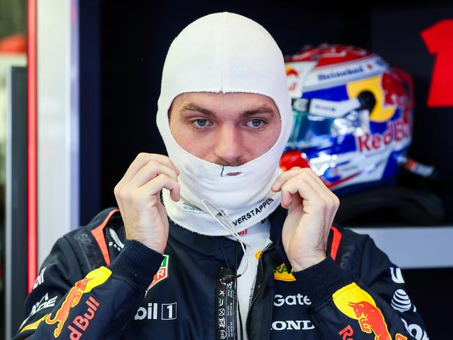 BAHRAIN, BAHRAIN - FEBRUARY 28: Max Verstappen of the Netherlands and Oracle Red Bull Racing prepares to drive in the garage during day three of F1 Testing at Bahrain International Circuit on February 28, 2025 in Bahrain, Bahrain. (Photo by Mark Thompson/Getty Images)