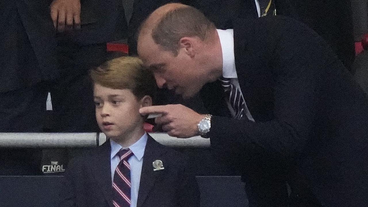 Prince William and Prince George during the UEFA EURO 2020 final football match yesterday. Picture: Frank Augstein/AFP