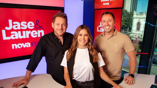 Jase Hawkins, Lauren Phillips and Clint Stanaway at Nova100. Picture: Supplied