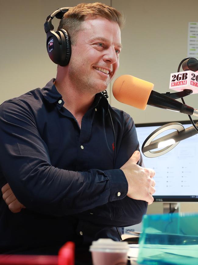 2GB radio host Ben Fordham in his Sydney studio. Picture: John Feder