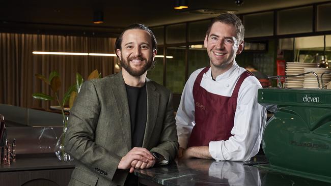 Eleven restaurant co-owner Themis Chryssidis and celebrity chef Callum Hann. Picture: Matt Loxton