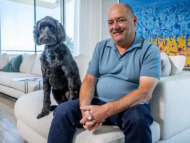 Danny and his dog Herby in their St. Kilda home. Picture: Jake Nowakowski