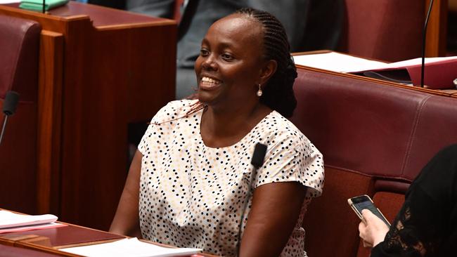 Now-Liberal Senator Lucy Gichuhi in the Senate chamber at Parliament House. Photo: AAP