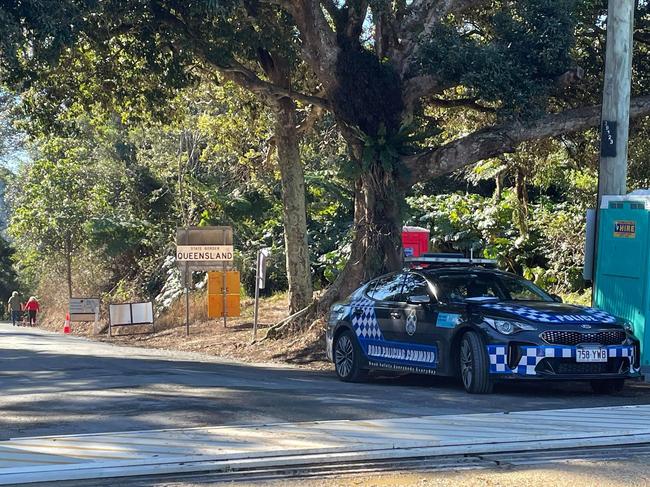 The Queensland border crossing on Numinbah Road on Saturday. Picture: Liana Walker