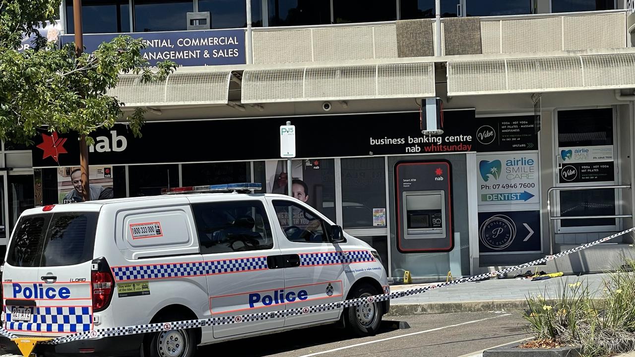 The taped off scene where a man in his 30s was shot dead by police at Airlie Beach. PHOTO: Janessa Ekert