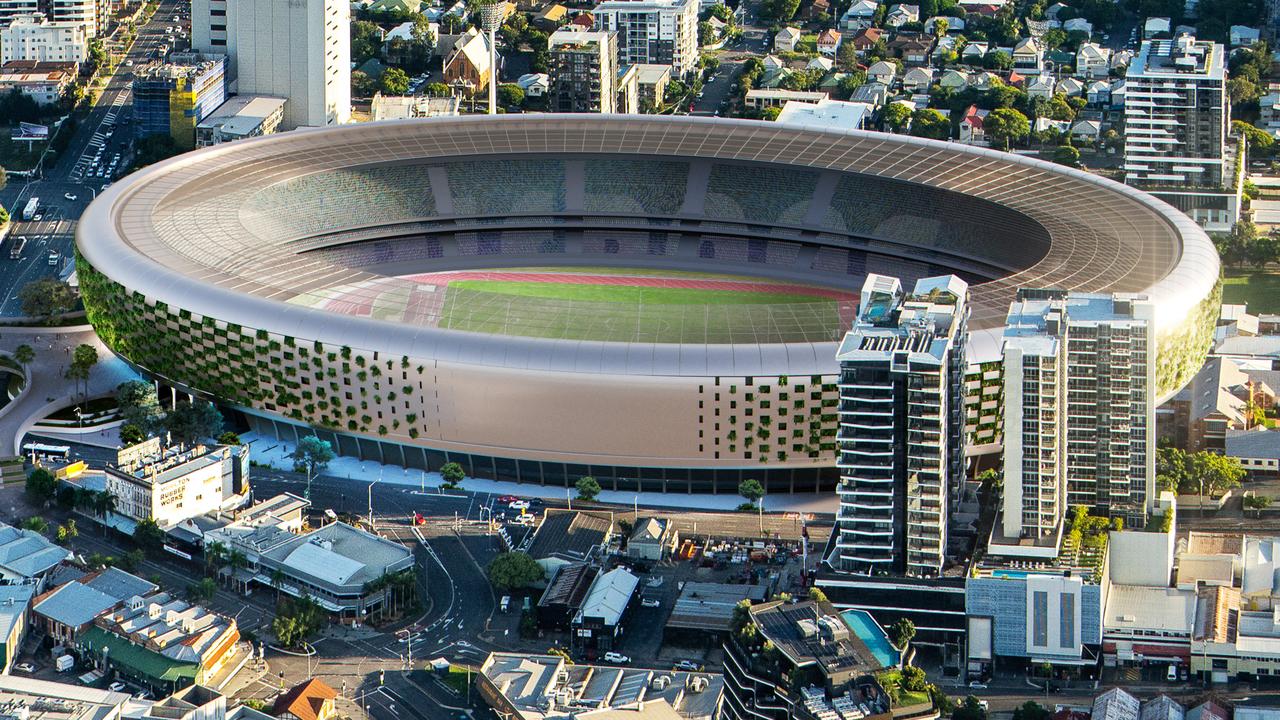 Gabba Olympic Precinct stadium render, designed by HAL Architects