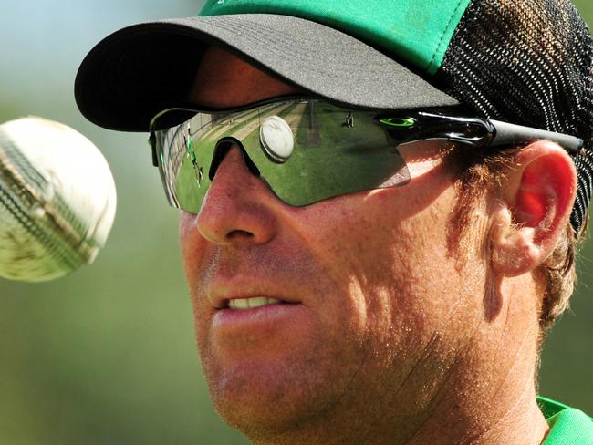 03/01/2012 SPORT: Melbourne Stars cricket training at MCG - Shane Warne prepares to bowl in the nets Pic. Colleen Petch