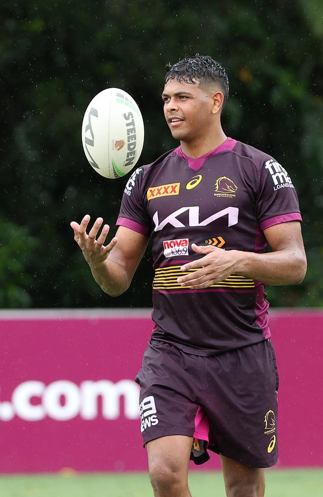 Selwyn Cobbo, Brisbane Broncos training, Red Hill. Picture: Liam Kidston.