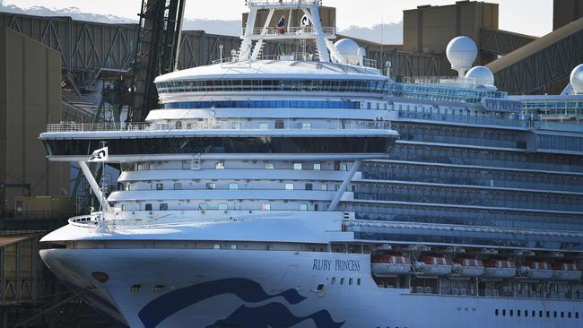 Ruby Princess docked at the harbour in Port Kembla. Picture: Saeed Khan