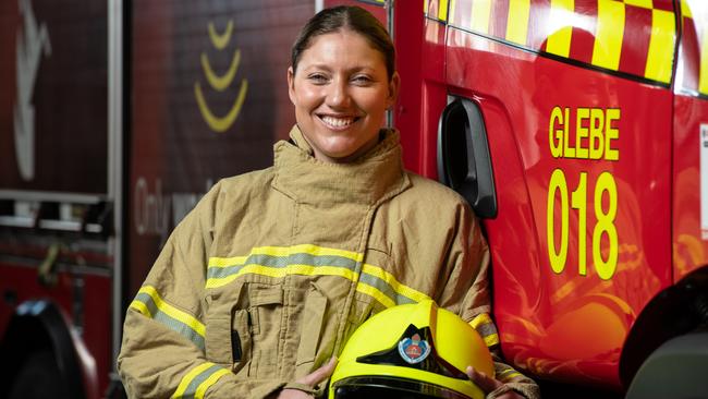 The 2019 graduating class have started their first firefighting jobs, and Camilla Montague feels right at home at Glebe Fire Station. Image: Monique Harmer