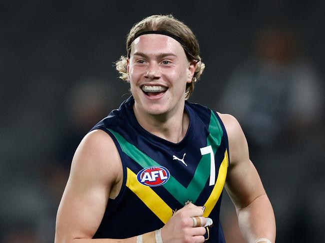 MELBOURNE, AUSTRALIA - MAY 13: Harley Reid of the AFL Academy in action during the match between the AFL Academy Boys and Carlton VFL at Marvel Stadium on May 13, 2023 in Melbourne, Australia. (Photo by Michael Willson/AFL Photos via Getty Images)