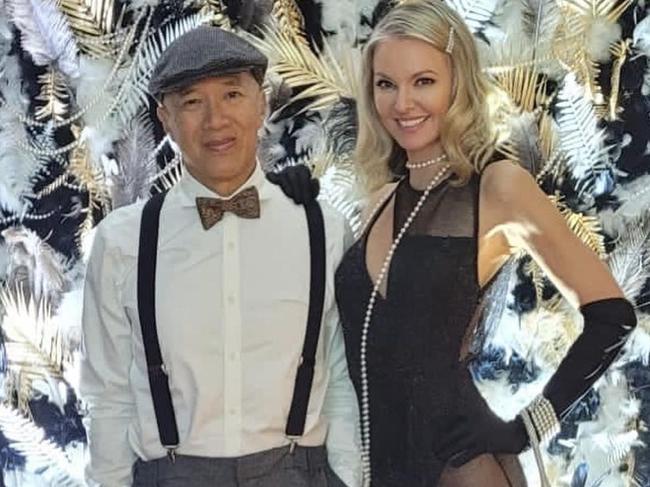 Model Traci Griffiths and her “fiancé” Charlie Teo in June at a Great Gatsby party for Dr Hung Nguyen. Source: Instagram,